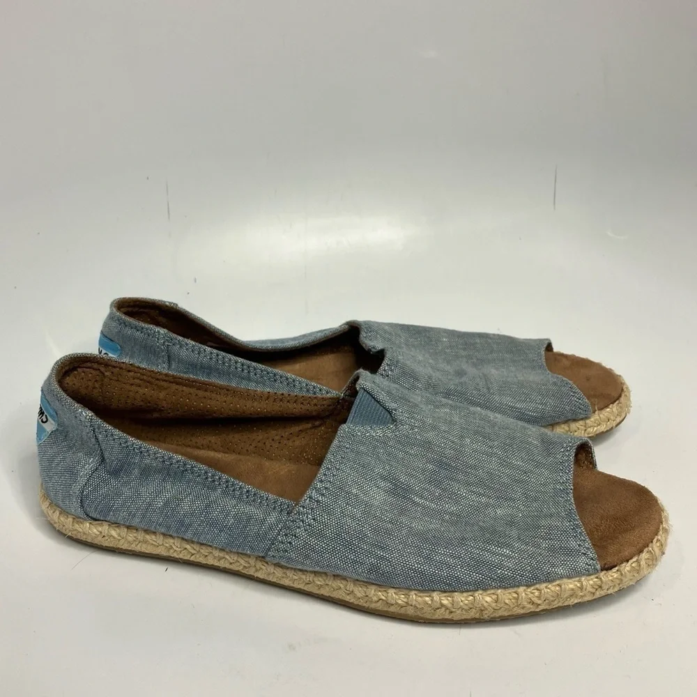 Toms‎ peep toe espadrilles chambray size 7